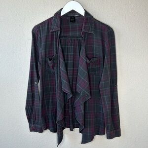 Ellison Open Front Fly Away Flannel Shirt Size Medium